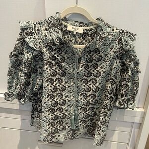 Sea Lace Blouse with Ruffle Details